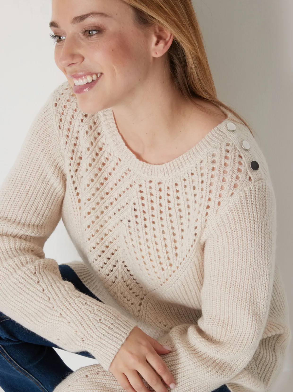 Femme Daxon Pull tunique côtes perlées