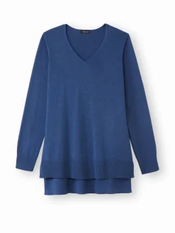 Femme Daxon Pull tunique maille fine col V