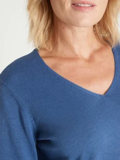 Femme Daxon Pull tunique maille fine col V
