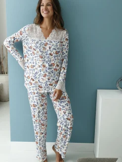 Daxon Pyjama empiècement dentelle