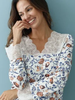 Daxon Pyjama empiècement dentelle