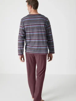 Homme Daxon Pyjama rayé pur coton peigné