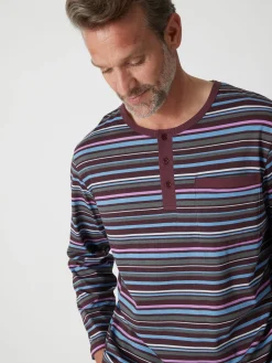 Homme Daxon Pyjama rayé pur coton peigné