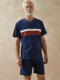 Homme Daxon Pyjashorts à rayures en jersey lot de 2