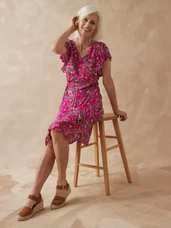 Femme Daxon Robe à volants, manches courtes