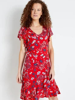Femme Daxon Robe à volants, manches courtes