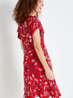 Femme Daxon Robe à volants, manches courtes