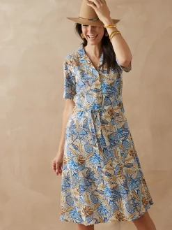 Femme Daxon Robe col tailleur manches courtes