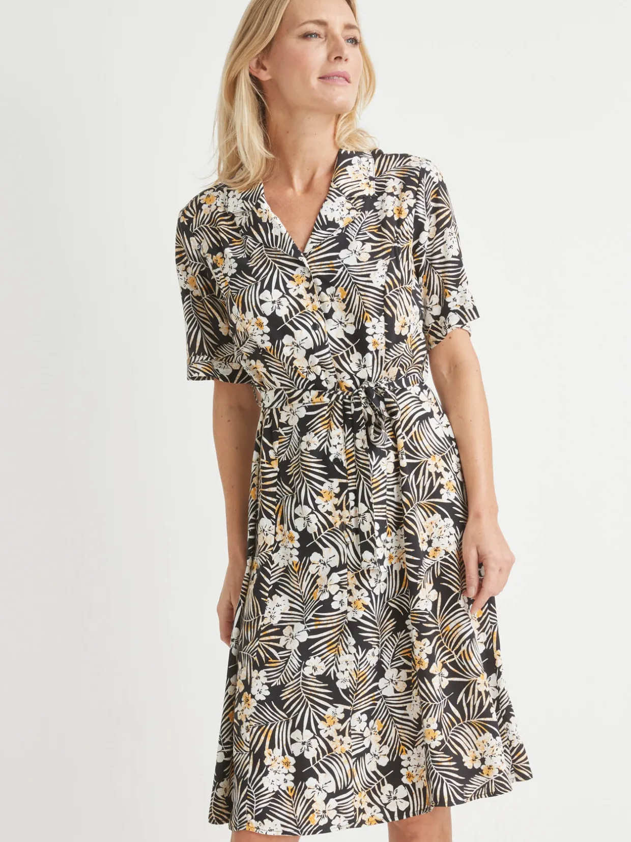 Femme Daxon Robe col tailleur manches courtes