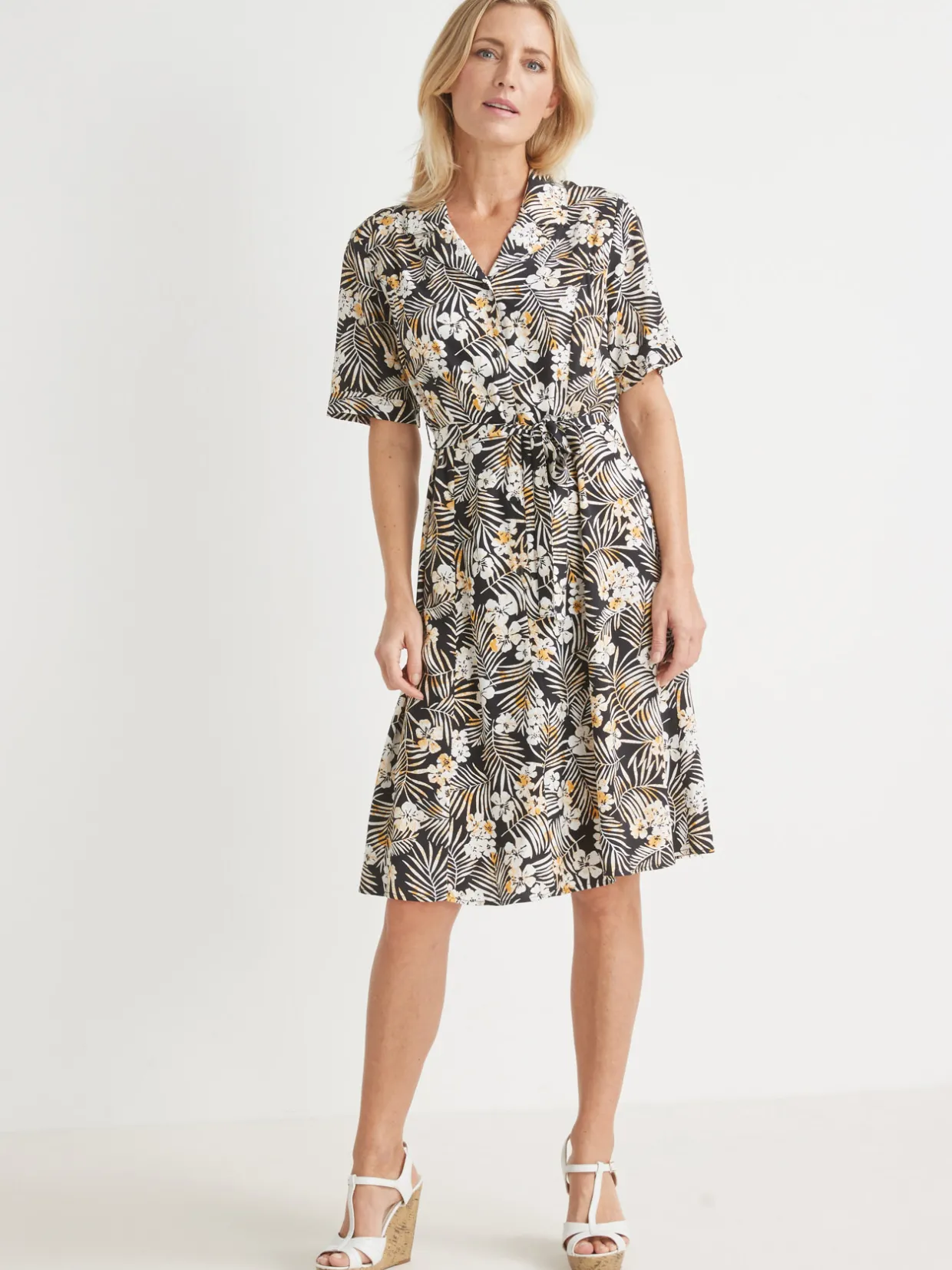 Femme Daxon Robe col tailleur manches courtes