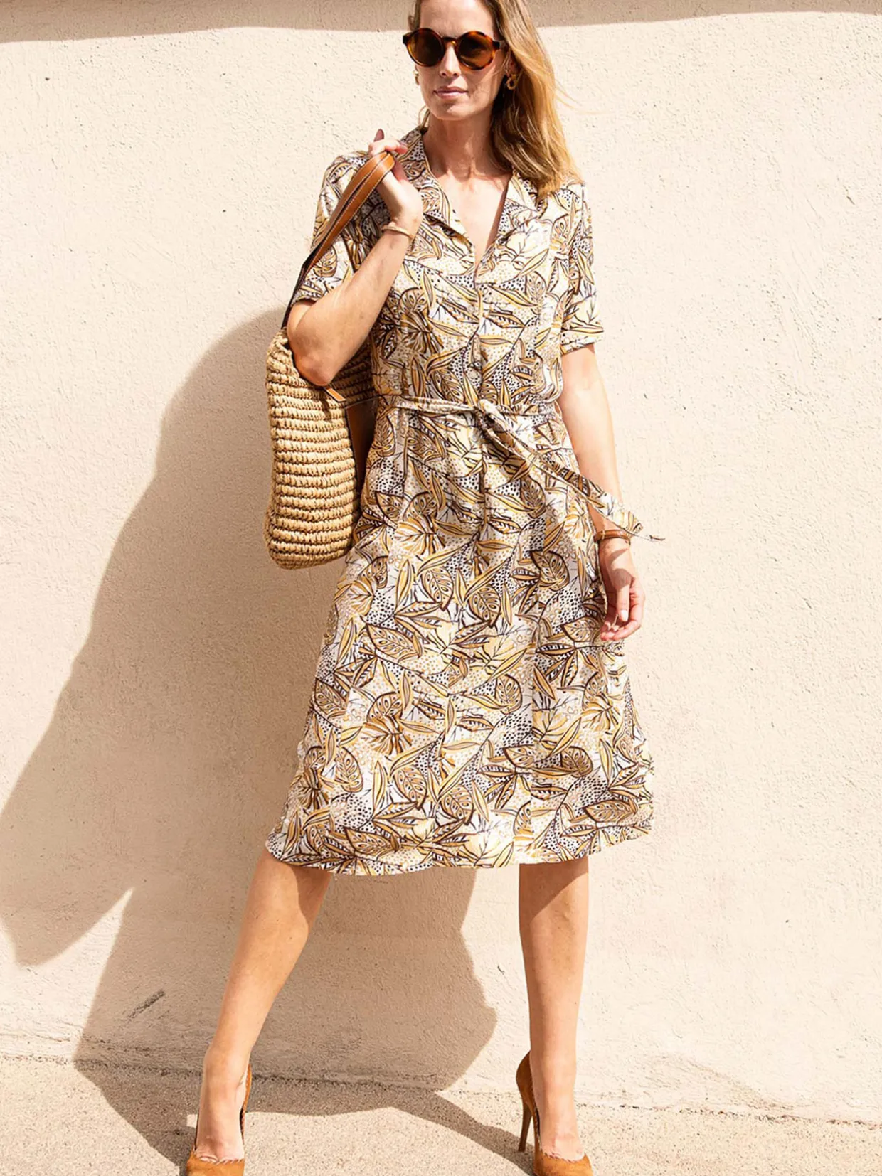 Femme Daxon Robe col tailleur manches courtes