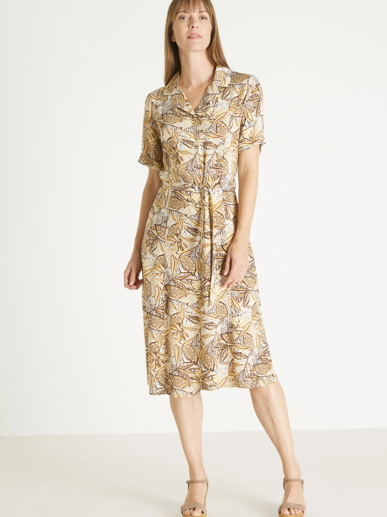 Femme Daxon Robe col tailleur manches courtes