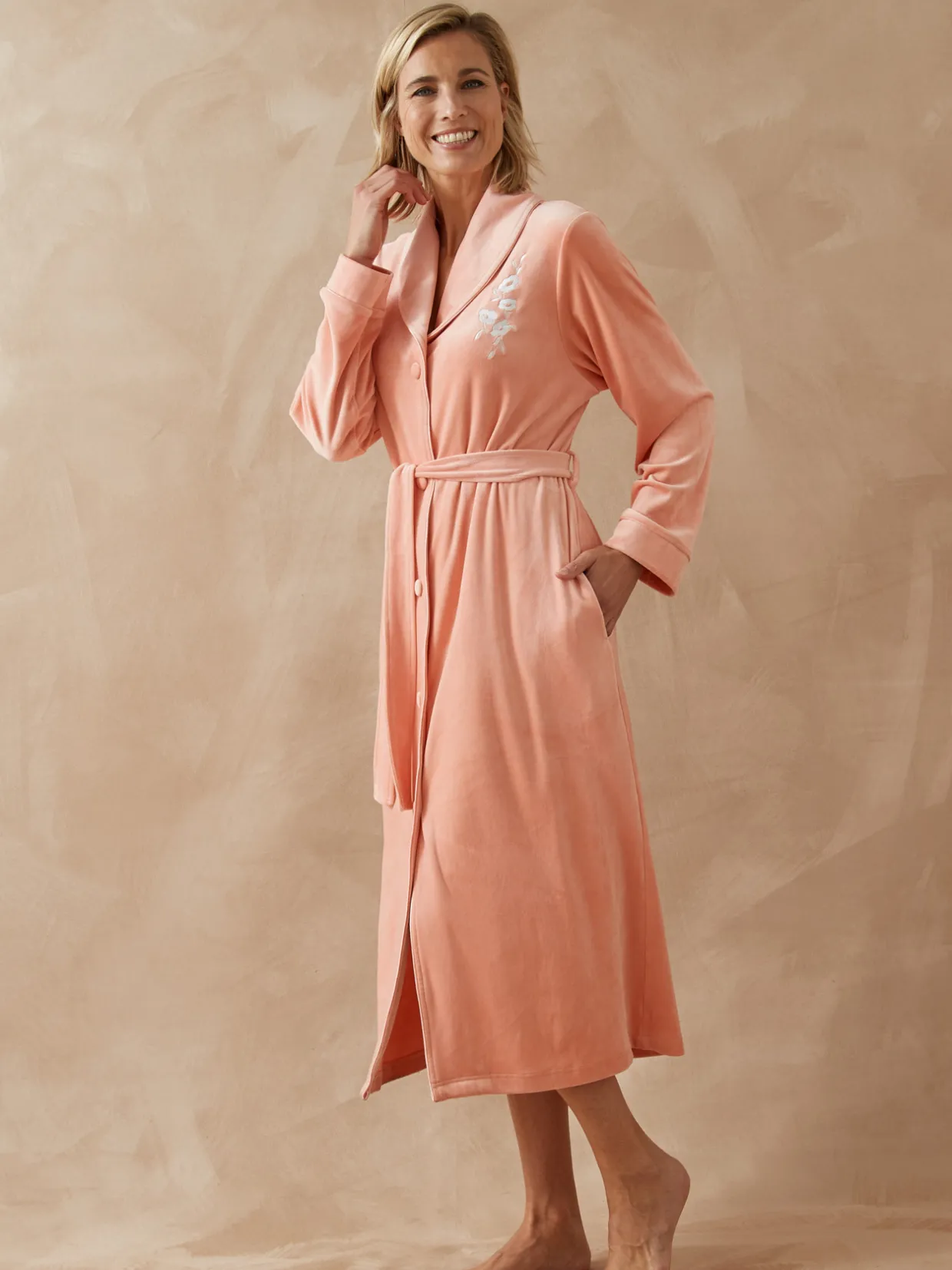 Daxon Robe de chambre boutonnée en velours