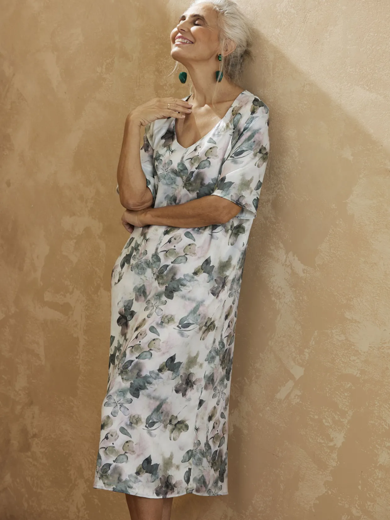 Femme Daxon Robe effet satiné manches larges