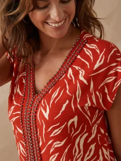 Femme Daxon Robe en maille avec perles fantaisie