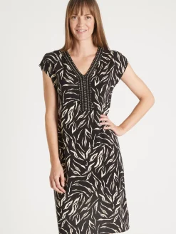 Femme Daxon Robe en maille avec perles fantaisie