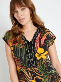 Femme Daxon Robe en maille avec perles fantaisie