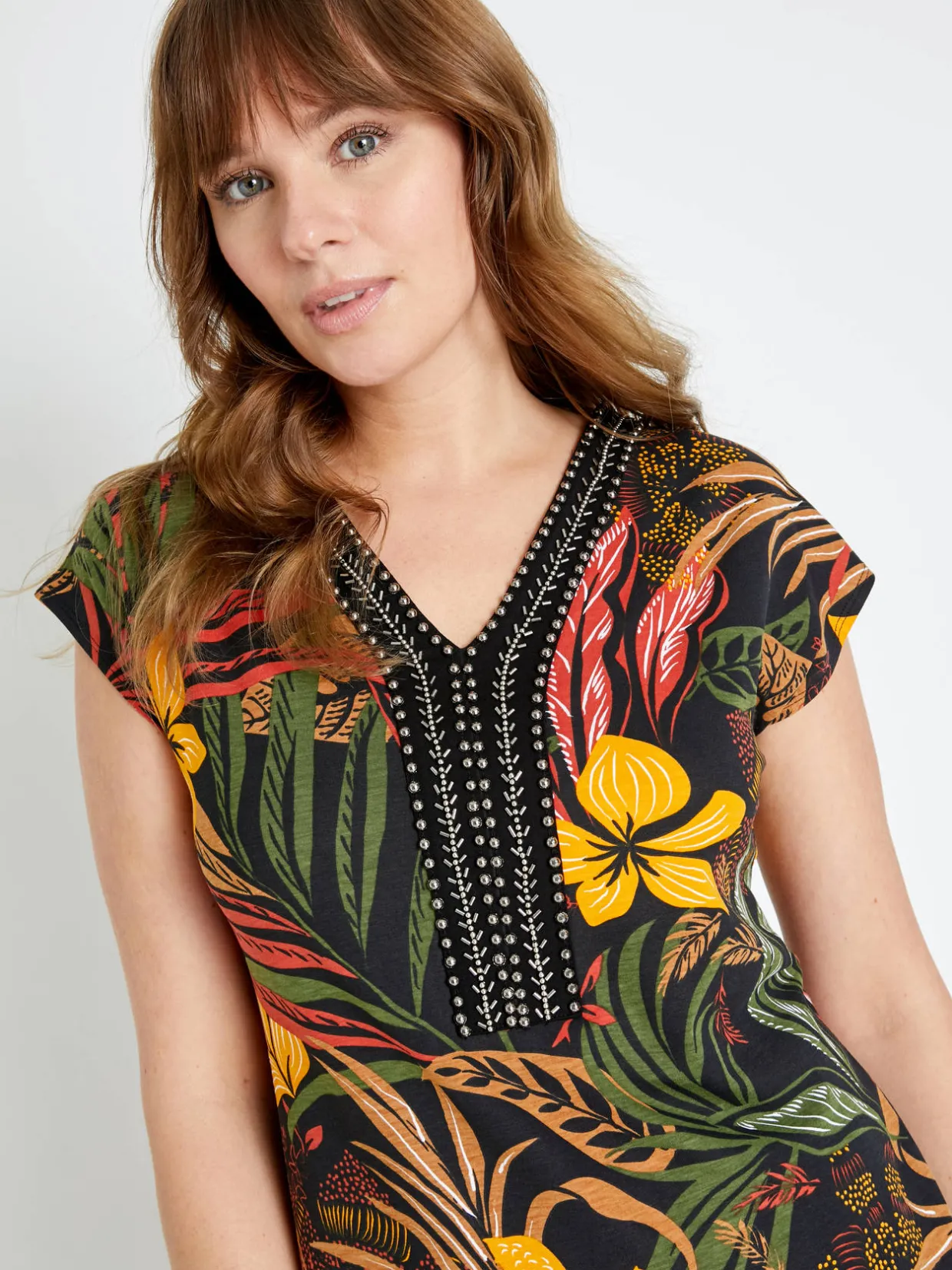 Femme Daxon Robe en maille avec perles fantaisie