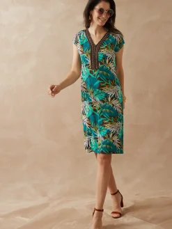 Femme Daxon Robe en maille avec perles fantaisie