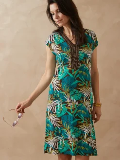 Femme Daxon Robe en maille avec perles fantaisie