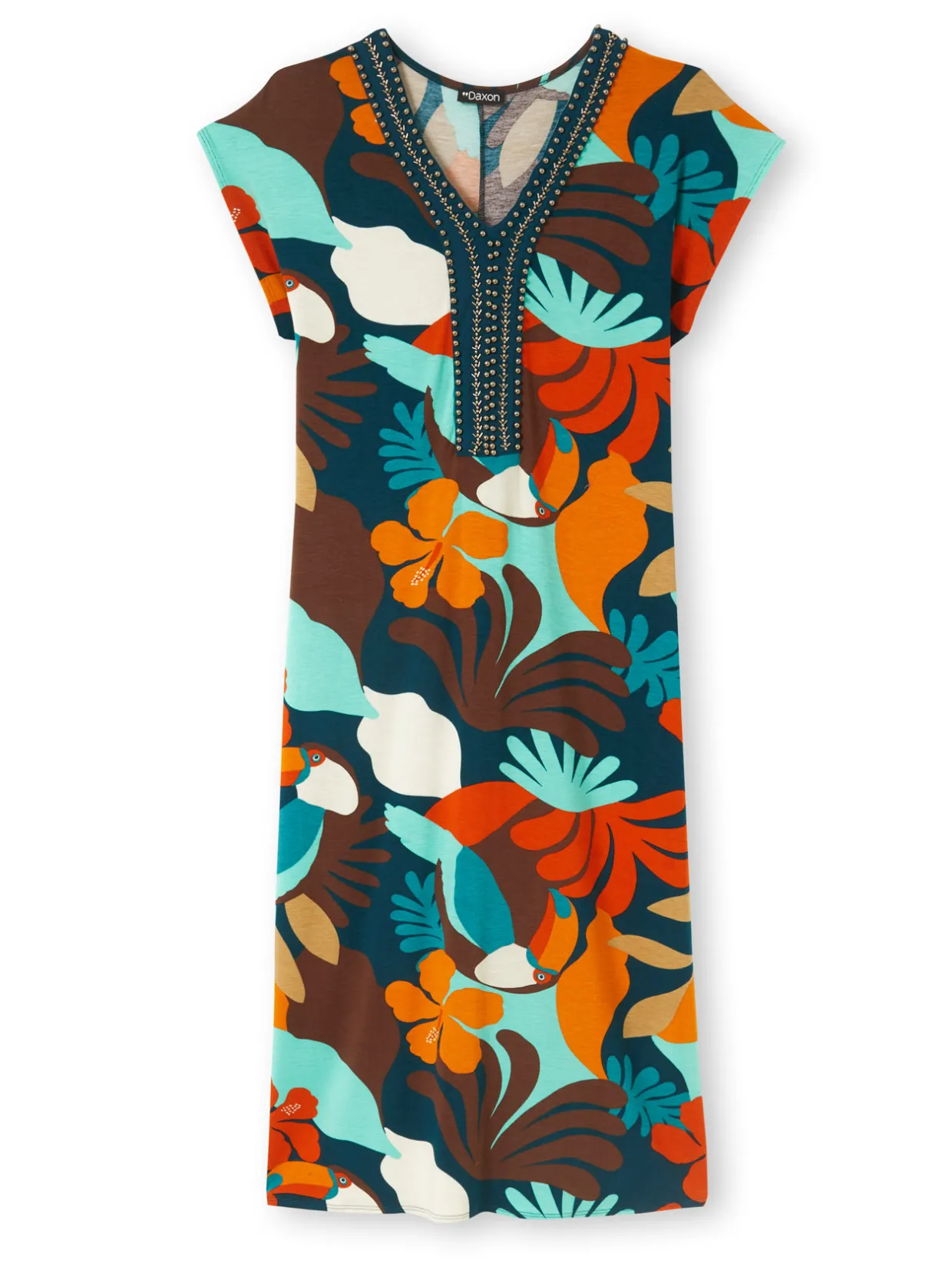 Femme Daxon Robe en maille avec perles fantaisie