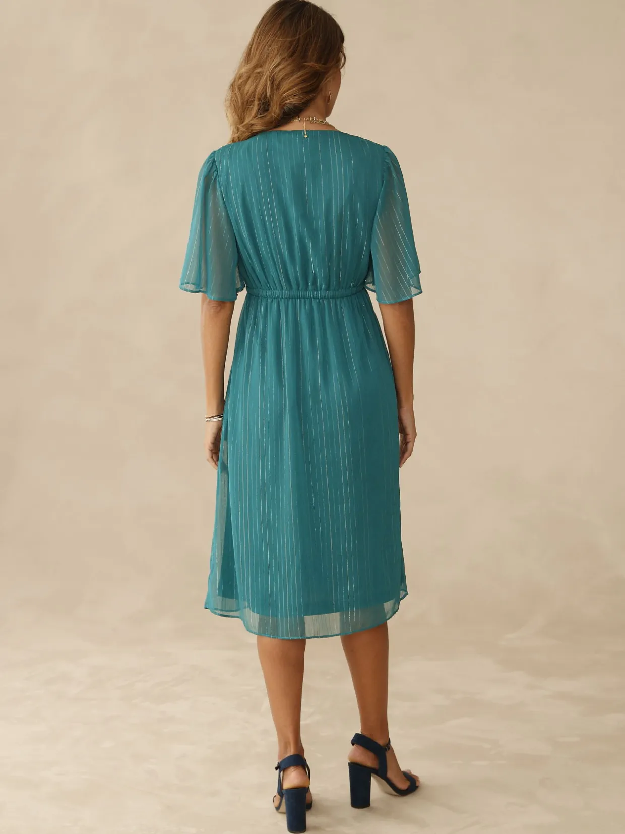Femme Daxon Robe en voile avec fil métallisé