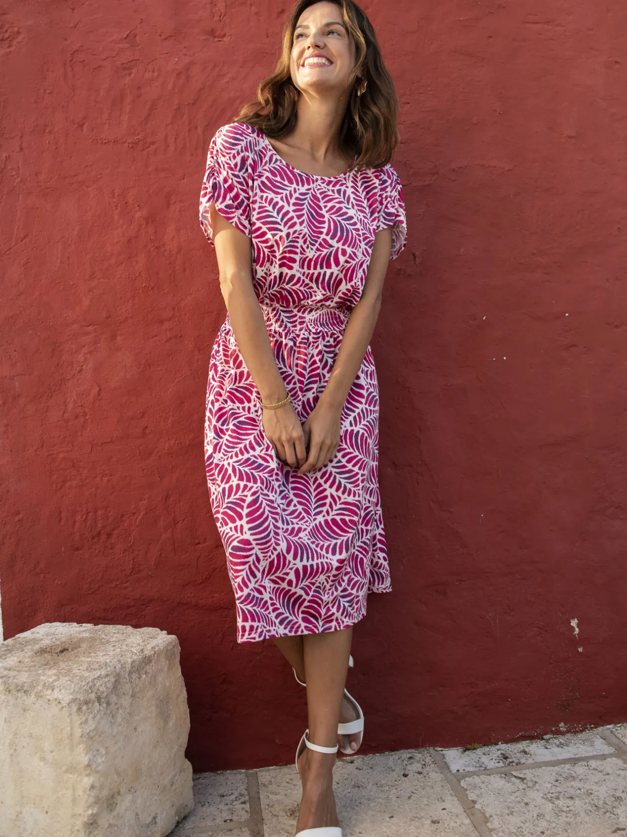 Femme Daxon Robe encolure bateau en maille fluide