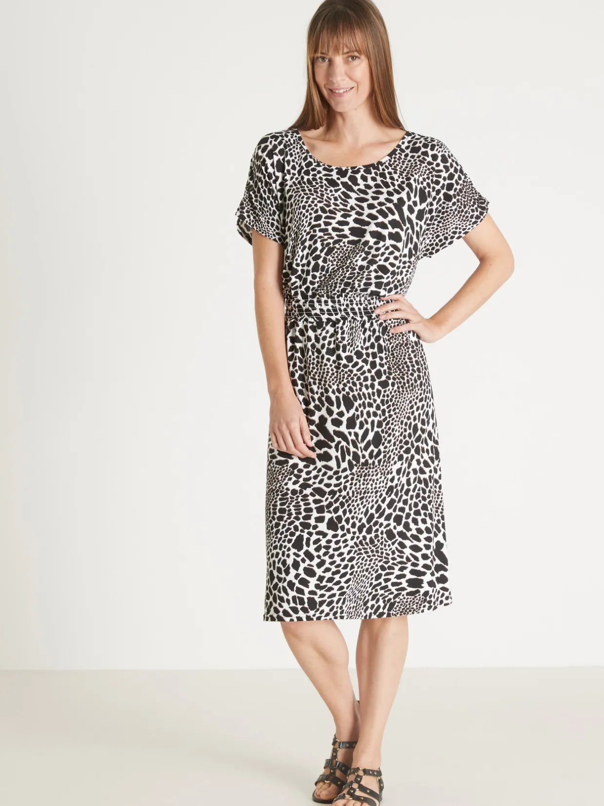 Femme Daxon Robe encolure bateau en maille fluide