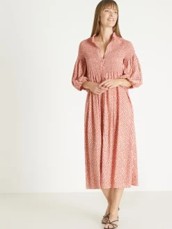Femme Daxon Robe longue boutonnée à smocks