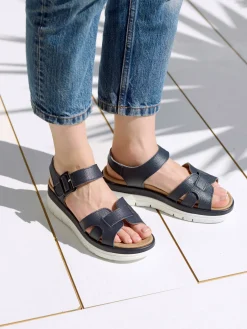 Femme Pédiconfort Sandales à scratch avec boucle fantaisie