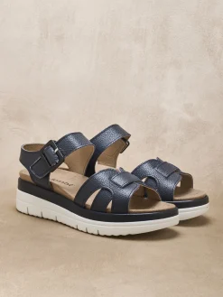 Femme Pédiconfort Sandales à scratch avec boucle fantaisie