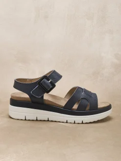 Femme Pédiconfort Sandales à scratch avec boucle fantaisie