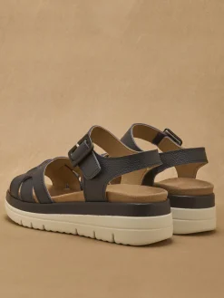 Femme Pédiconfort Sandales à scratch avec boucle fantaisie