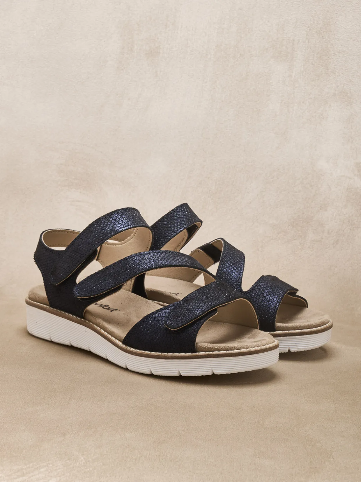 Femme Pédiconfort Sandales à scratchs ouverture totale