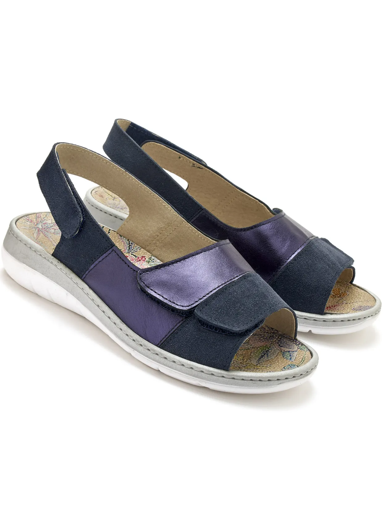 Femme Pédiconfort Sandales à scratchs tout ultra larges