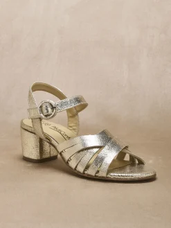 Femme Pédiconfort Sandales à talon cuir métallisé