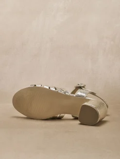 Femme Pédiconfort Sandales à talon cuir métallisé