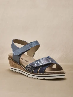 Femme Pédiconfort Sandales compensées double scratch