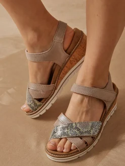 Femme Pédiconfort Sandales compensées double scratch