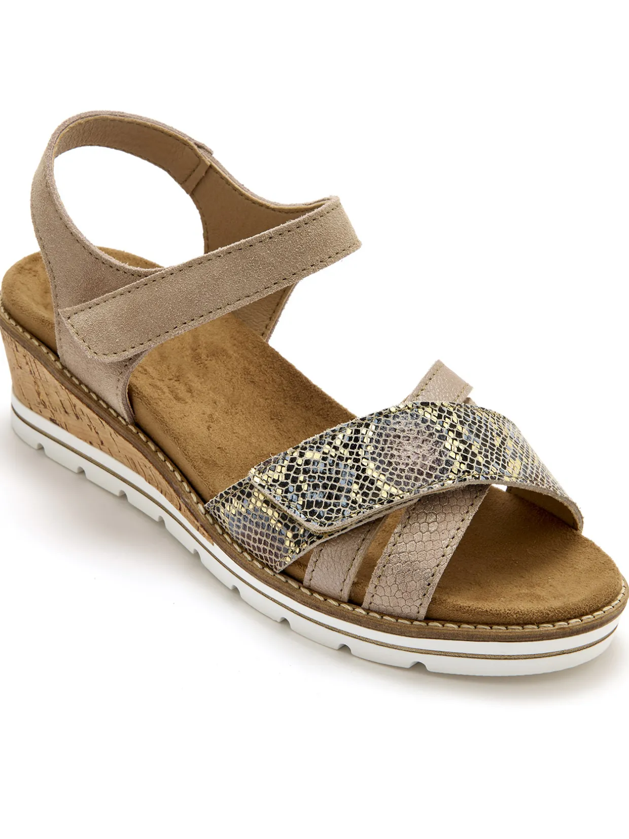 Femme Pédiconfort Sandales compensées double scratch