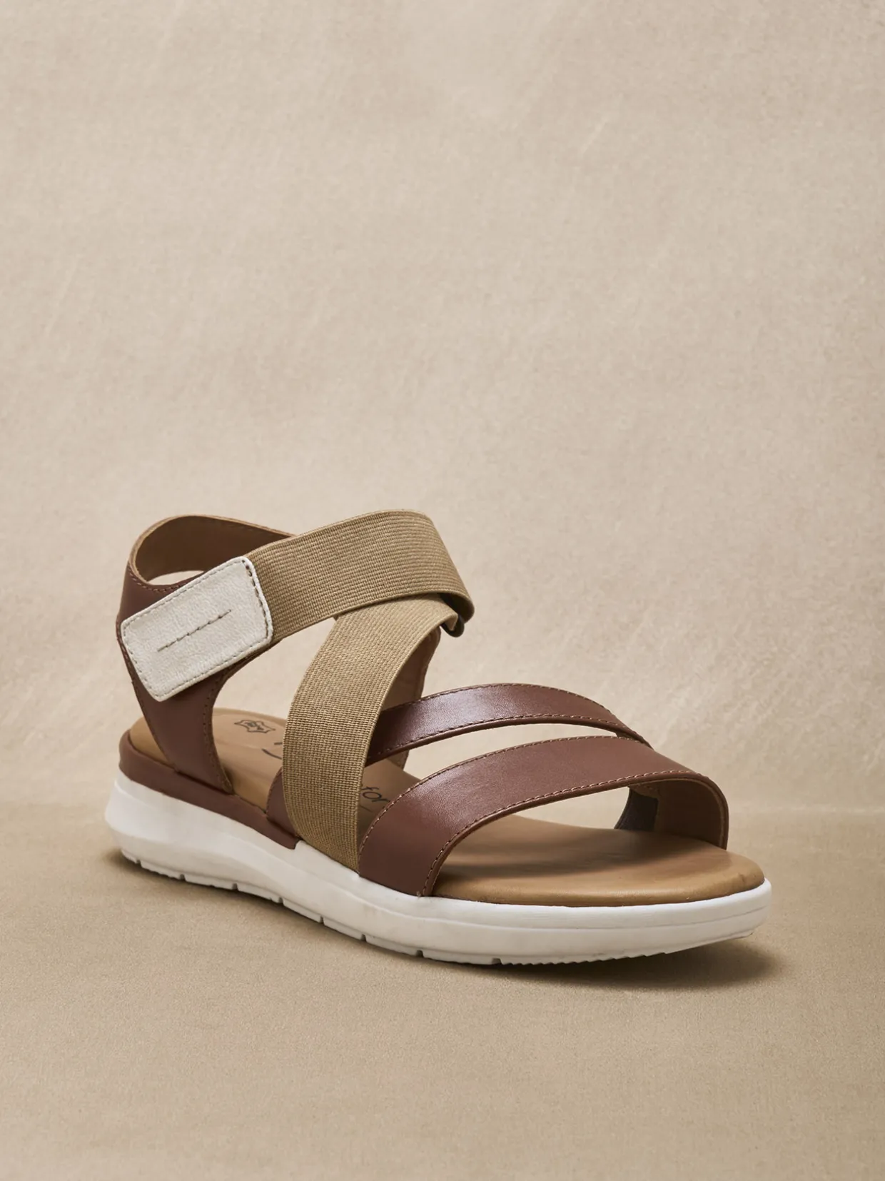 Femme Pédiconfort Sandales cuir à scratch et élastiques