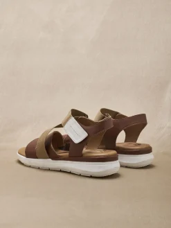 Femme Pédiconfort Sandales cuir à scratch et élastiques