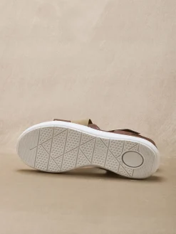 Femme Pédiconfort Sandales cuir à scratch et élastiques