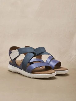 Femme Pédiconfort Sandales cuir à scratch et élastiques