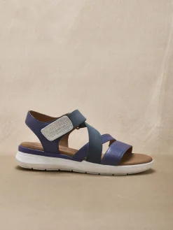 Femme Pédiconfort Sandales cuir à scratch et élastiques