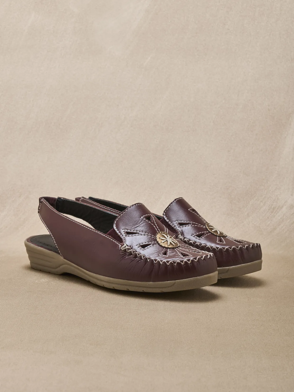 Femme Pédiconfort Sandales cuir ajouré élastiquées