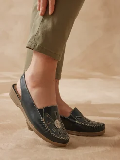 Femme Pédiconfort Sandales cuir ajouré élastiquées