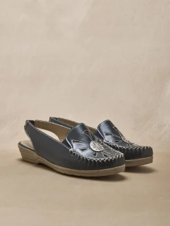 Femme Pédiconfort Sandales cuir ajouré élastiquées