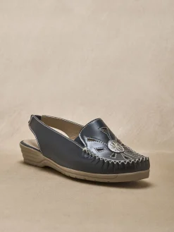 Femme Pédiconfort Sandales cuir ajouré élastiquées