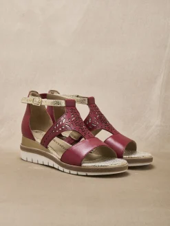 Femme Pédiconfort Sandales cuir motifs ajourés